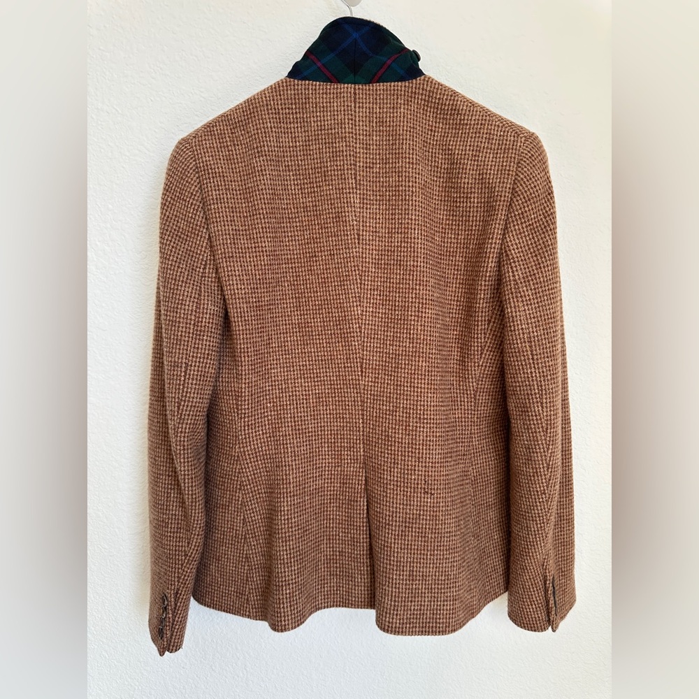 Vintage Ralph Lauren houndstooth riding blazer pure Woolmark Plaid Trim Italy 12 - Picture 12 of 17